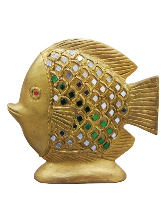 Рыба золотая с инкрустацией h20см