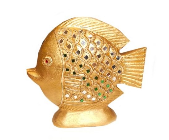 Рыба золотая с инкрустацией h30см 