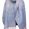 Палантин сине-розовый с орнаментом L180 w70 /Кашемир/