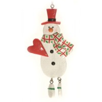 Снеговичок в шарфе и шляпке / Елочное украшение / Пластмасса
