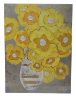 Картина "Желтые цветы" h80 L61 w3,5 см /Принт на клеёнчатом холсте, дорисован маслом/дерево