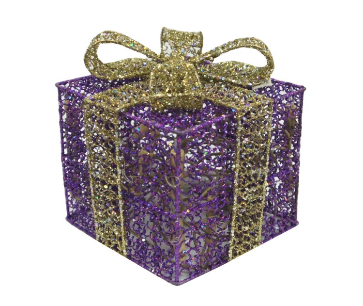 Подарочная коробка со светодиодными лампами внутри 20см / Новогоднее украшение .