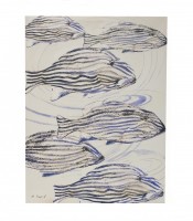 Картина "Рыбы" h80 L61 w3,5 см /Принт на клеенчатом холсте, дорисован маслом /Подрамник-дерево/