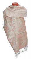 Палантин молочно-розовый с орнаментом L180 w70см/ Кашемир100%