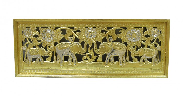 Панно "Четыре слона" h38 L100см/ цвет золото