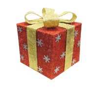 Коробка с бантом и светодиодными огнями / Новогоднее украшение