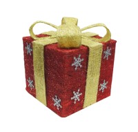 Коробка с бантом со светодиодными огнями / Новогоднее украшение
