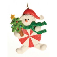 Снеговик с елкой / Елочное украшение / Керамика