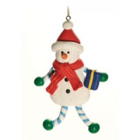 Снеговик с красным шарфом / Елочное украшение