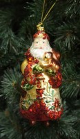 Дед Мороз с белочкой 15 см / Елочное украшение / Стекло