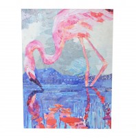 Картина "Фламинго" h75,5 L100 w3 см /принт на клеенчатом холсте, дорисован маслом, подрамник дерево/
