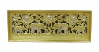 Панно "Четыре слона" h38 L100см /инкрустация/ цвет золото/дерево